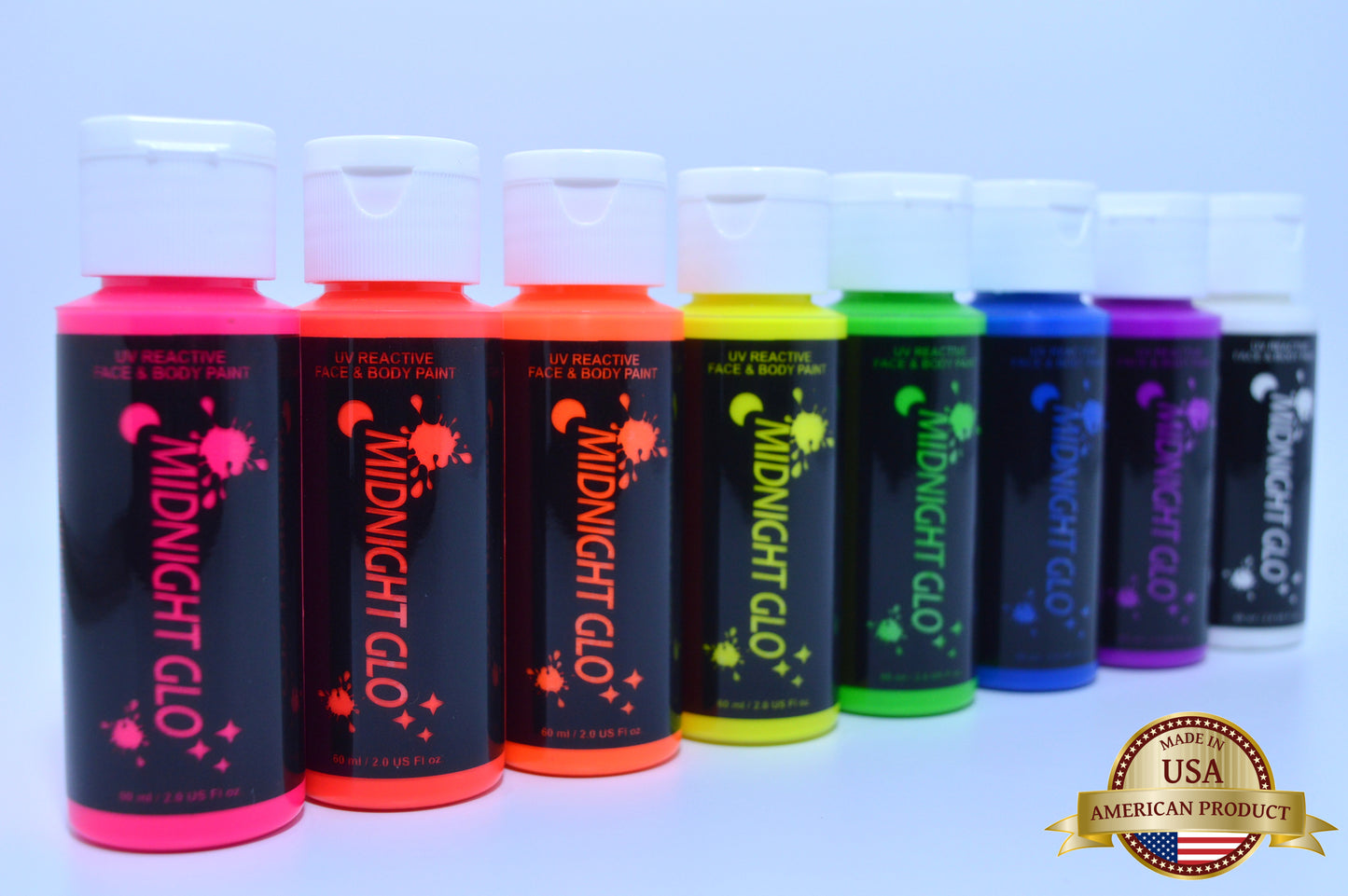 Black Light Reactive Face and Body Paint 2oz (Set of 8)